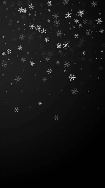 Escasa Nevada Fondo Navidad Sutiles Copos Nieve Voladores Estrellas Sobre — Vector de stock