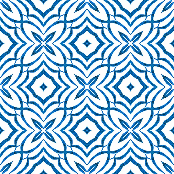 Ψηφιδωτό Μοτίβο Χωρίς Ραφή Μπλε Μαγευτικό Boho Κομψό Καλοκαιρινό Σχεδιασμό — Φωτογραφία Αρχείου