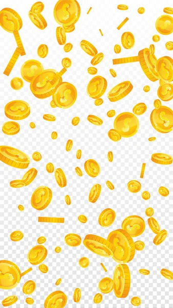 American Dollar Coins Falling Mesmeric Scattered Usd Coins Usa Money — Stock Vector