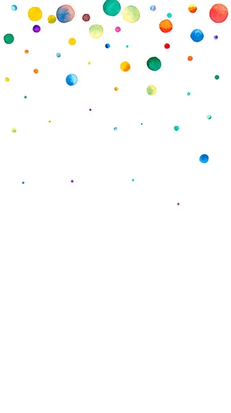Aquarell Konfetti Auf Weißem Hintergrund Verführerische Regenbogenfarbene Punkte Frohe Feier — Stockfoto