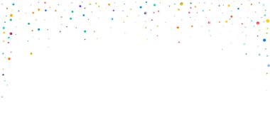 Beyaz arka planda suluboya konfeti. Çekici gökkuşağı renkli noktalar. Rengarenk parlak kartın kutlu olsun. Seçkin elle boyanmış konfeti..