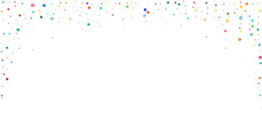 Beyaz arka planda suluboya konfeti. Sevimli gökkuşağı renkli noktalar. Rengarenk parlak kartın kutlu olsun. Modern el boyalı konfeti..