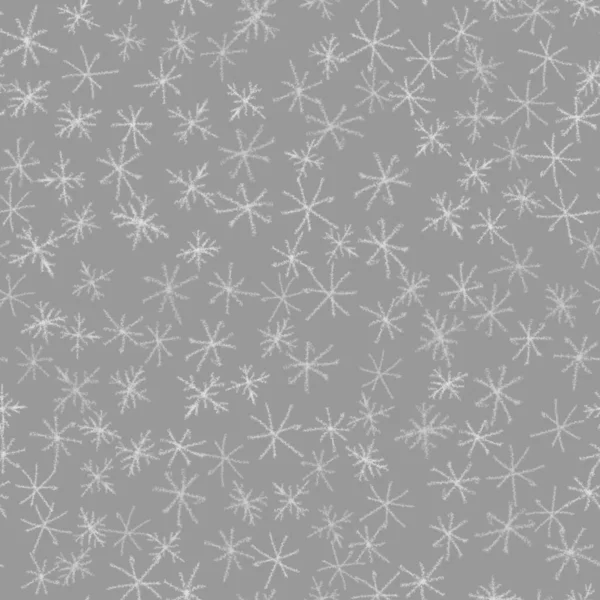 Hand Drawn White Snowflakes Christmas Seamless Pattern Subtle Flying Snow — Stock Photo, Image