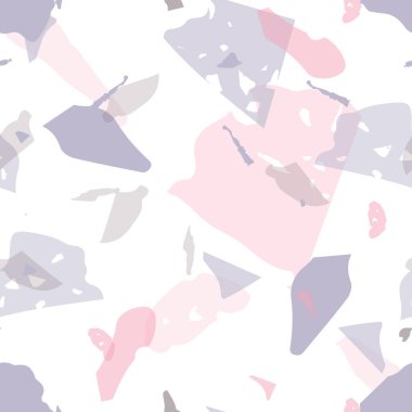 Terrazzo kusursuz desen. Modern klasik döşeme dokusu. Terrazzo pürüzsüz desenli, serin renklerde. Doğal taşlardan, granitten, kuvarstan, mermerden, betondan yapılmış arkaplan. 