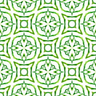 Tekstil hazır güçlü baskı, mayo kumaş, duvar kağıdı, ambalaj. Yeşil canlı boho şık yaz tasarımı. Suluboya madalyonu, kusursuz sınır. Madalyon pürüzsüz desen.