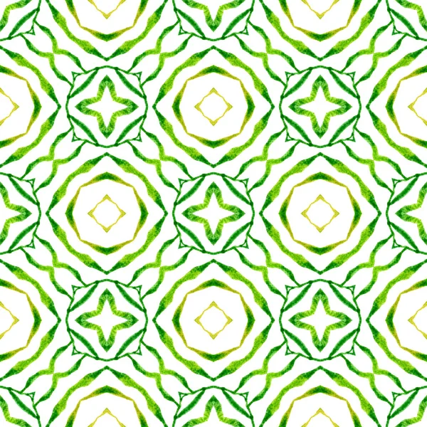 纺织精美印花 泳衣面料 包装材料 绿色好看的博豪别致的夏季设计 马赛克无缝图案 手绘绿色马赛克无缝边框 — 图库照片