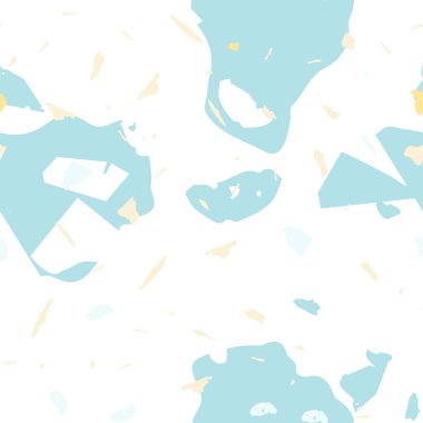 Terrazzo kusursuz desen. Mavi klasik döşeme dokusu. Doğal taşlardan, granitten, kuvarstan, mermerden, betondan yapılmış arka plan. Terrazzo pürüzsüz desenli serin renklerde. 