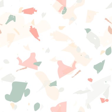 Terrazzo kusursuz desen. Modern klasik döşeme dokusu. Doğal taşlardan, granitten, kuvarstan, mermerden, betondan yapılmış arka plan. Terrazzo pürüzsüz desenli serin renklerde. 