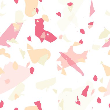 Terrazzo kusursuz desen. Taşlı turuncu gerçekçi mermer dokusu. Terrazzo pürüzsüz desenli, serin renklerde. Doğal taşlardan, granitten, kuvarstan, mermerden, betondan yapılmış arkaplan. 