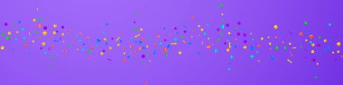 Şenlikli muhteşem konfeti. Kutlama yıldızları. Mor arka planda şenlikli konfeti. Çok güzel bir şablon. Panoramik vektör arkaplanı.