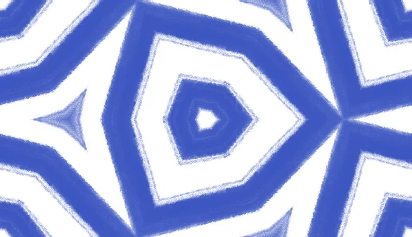 Arabeske Handgezeichnetes Muster Indigo Symmetrischer Kaleidoskop Hintergrund Textilfertiger Beeindruckender Druck — Stockfoto