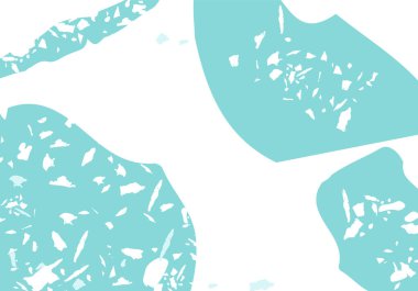 Terrazzo modern soyut şablon. Klasik İtalyan döşemesinin mavi dokusu. Taşlardan, granitten, kuvarstan, mermerden, betondan yapılmış arka plan. Venedik terrazzo trend vektör arkaplanı