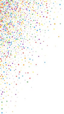 Şenlikli simetrik konfeti. Kutlama yıldızları. Beyaz arka planda neşeli bir konfeti. Güzel bir şablon. Dikey vektör arkaplanı.