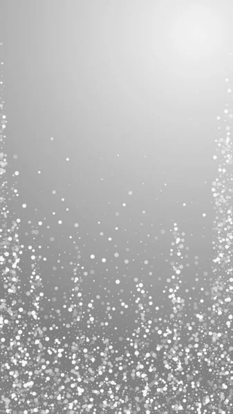 Случайные Белые Точки Рождественский Фон Тонкие Летящие Снежинки Звезды Сером — стоковый вектор