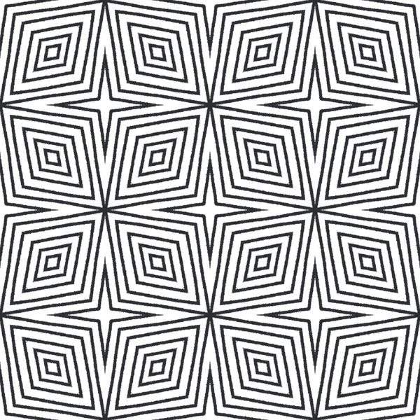 Betegeld Aquarelpatroon Zwarte Symmetrische Caleidoscoop Achtergrond Textiel Klaar Fantastische Print — Stockfoto