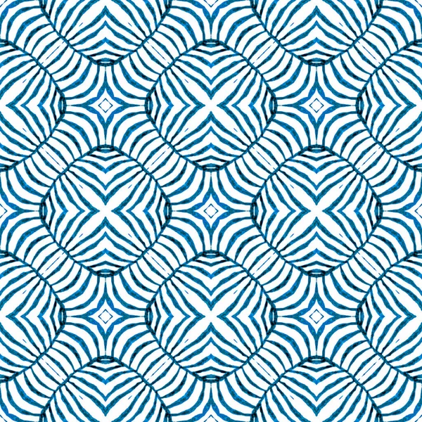 Groene Geometrische Chevron Aquarelrand Blauw Perfect Boho Chique Zomer Design — Stockfoto