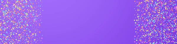 Confeti Festivo Hipnótico Estrellas Celebración Estrellas Coloridas Sobre Fondo Violeta — Vector de stock