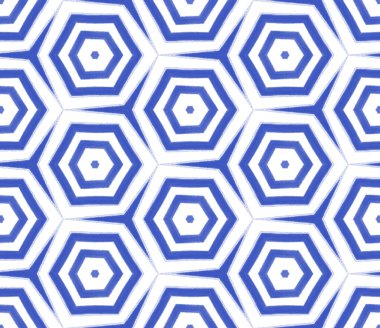 Egzotik, pürüzsüz desen. İndigo simetrik kaleydoskop arka planı. Yaz mayosu, egzotik, pürüzsüz tasarım. Tekstil hazır şaşırtıcı baskı, mayo kumaş, duvar kağıdı, ambalaj..