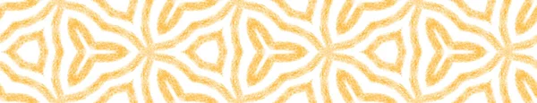 Gestreepte Hand Getekend Naadloos Patroon Gele Symmetrische Caleidoscoop Achtergrond Herhaling — Stockfoto