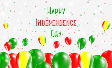 Gine Bağımsızlık Günü Vatansever Tasarımı. Gine Ulusal Renkleri 'nde balonlar. Bağımsızlık Günü Kutlama Kartın kutlu olsun..