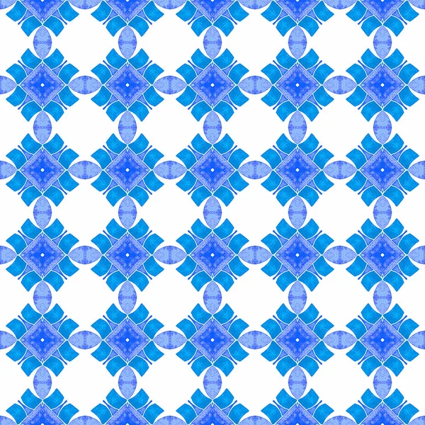 Oriental Arabesque Bordure Dessinée Main Bleu Élégant Boho Design Été — Photo