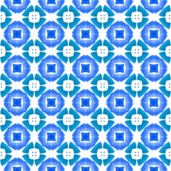 Handgezeichnete Tropische Nahtlose Grenze Blaues Boho Chic Sommerdesign Textilfertiger Energetischer — Stockfoto
