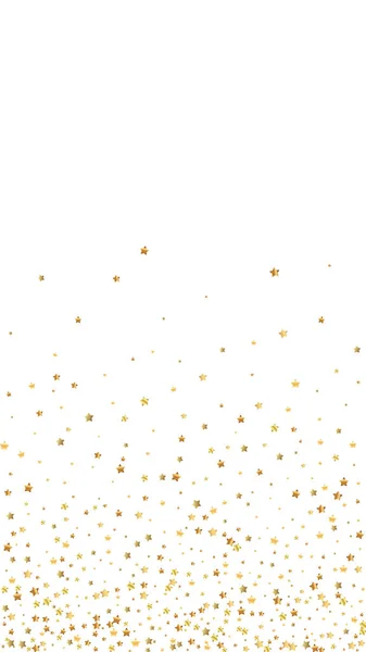Gouden Sterren Luxe Sprankelende Confetti Verspreid Kleine Gouddeeltjes Witte Achtergrond — Stockvector