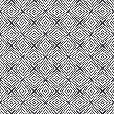 Dokulu çizgili desen. Siyah simetrik kaleydoskop. Tekstil hazır harika baskı, mayo kumaş, duvar kağıdı, ambalaj. Moda desenli çizgiler tasarımı.