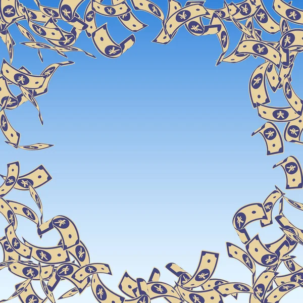 人民币现钞贬值 在蓝天背景下浮动Cny票据 中国钱 欣喜若狂的矢量说明 艺术大奖 财富或成功的概念 — 图库矢量图片
