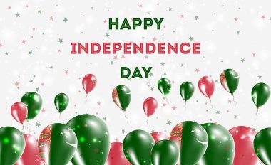 Türkmenistan Bağımsızlık Günü Vatanseverlik Tasarımı. Türkmen Ulusal Renkleri 'nde balonlar. Bağımsızlık Günü Kutlama Kartın kutlu olsun..