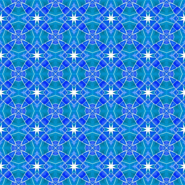 Organische Tegels Blauw Fatsoenlijk Boho Chique Zomer Ontwerp Textiel Klaar — Stockfoto