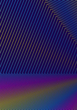 Minimum kapak tasarım şablonu. Modern broşür taslağı. Koyu mavi arkaplanda gökkuşağı renkleri var. Hayali trend soyut kapak tasarımı.