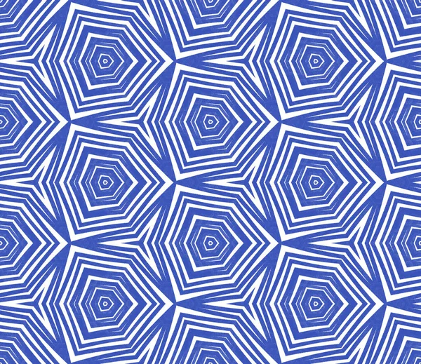 Exotický Bezproblémový Vzor Indigo Symetrické Kaleidoskopické Pozadí Letní Plavky Exotický — Stock fotografie