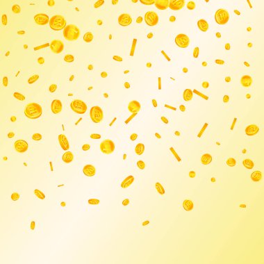 Kore bozuk paraları düştü. Mükemmel dağınık WON paraları. Kore parası. Büyük ikramiye, servet ya da başarı konsepti. Vektör illüstrasyonu.