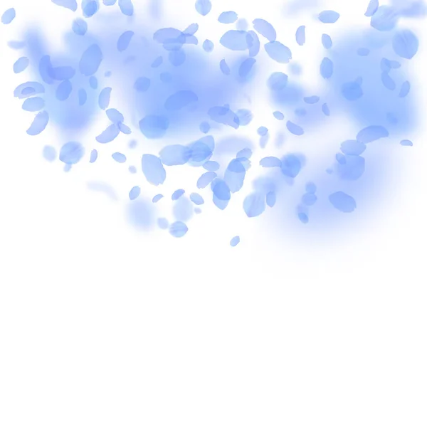 Dark Blue Flower Petals Falling Outstanding Romantic Flowers Semicircle Flying — Stock Vector