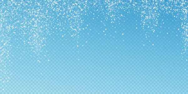 Verbazingwekkende Vallende Sterren Kerst Achtergrond Subtiele Vliegende Sneeuwvlokken Sterren Transparante — Stockvector