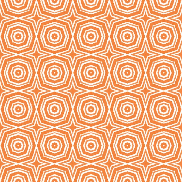 Medallion Seamless Pattern Orange Symmetrical Kaleidoscope Background Watercolor Medallion Seamless — Stock Photo, Image