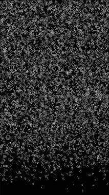 Düşen sayılar, büyük veri konsepti. İkili beyaz kaotik uçuş numaraları. Siyah arka planda şekilli, fütüristik bir afiş. Düşen sayılarla dijital vektör illüstrasyonu.