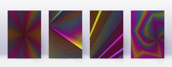 Kunstvisitenkarte Abstrakte Linien Moderne Broschüren Vorlage Regenbogen Lebendige Steigungen Geometrie — Stockvektor