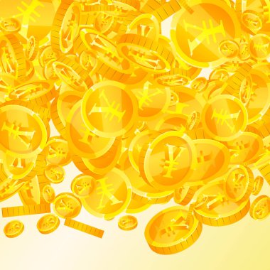 Çin Yuan paraları düşüyor. Mükemmel dağınık NY paraları. Çin parası. Büyük ikramiye, servet ya da başarı konsepti. Vektör illüstrasyonu.