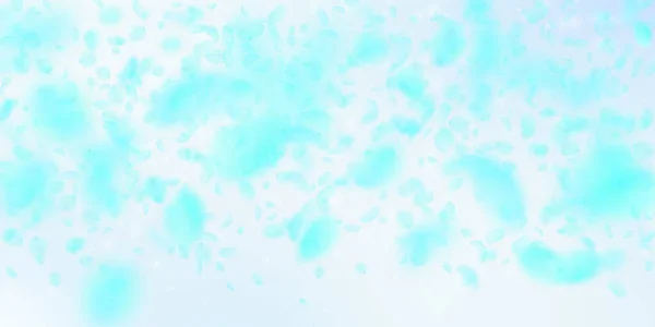 Лепестки Бирюзовых Цветов Падают Свежие Романтические Цветы Летающий Лепесток Голубом — стоковый вектор