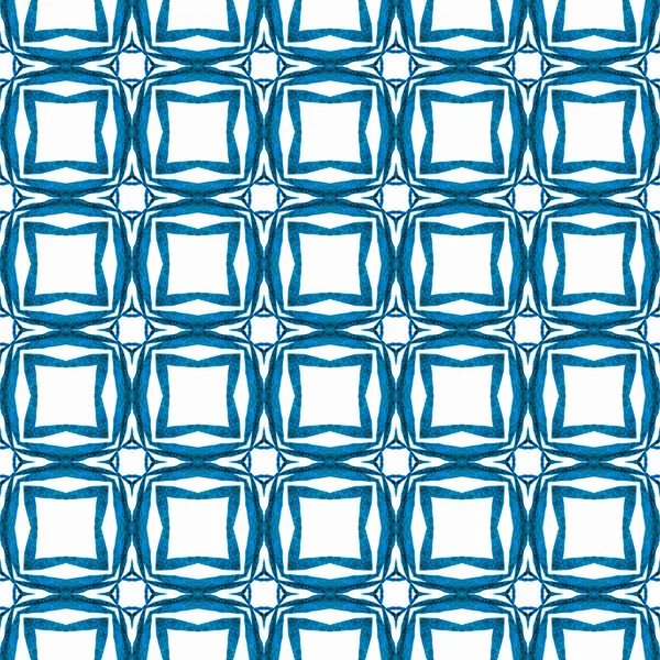 阿拉伯手绘图案 蓝色的理想波荷式夏装设计 东方阿拉伯手绘的边界 纺织成膜印花 泳衣织物 包装材料 — 图库照片