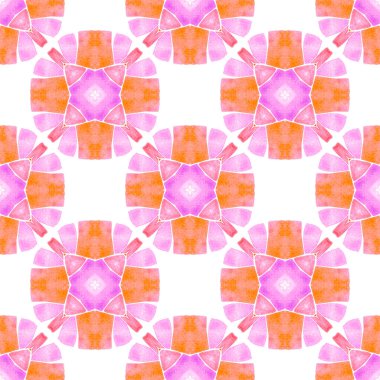 Suluboya madalyonu, kusursuz sınır. Turuncu trend boho şık yaz tasarımı. Madalyon pürüzsüz desen. Tekstil hazır iyi görünümlü baskı, mayo kumaş, duvar kağıdı, ambalaj..