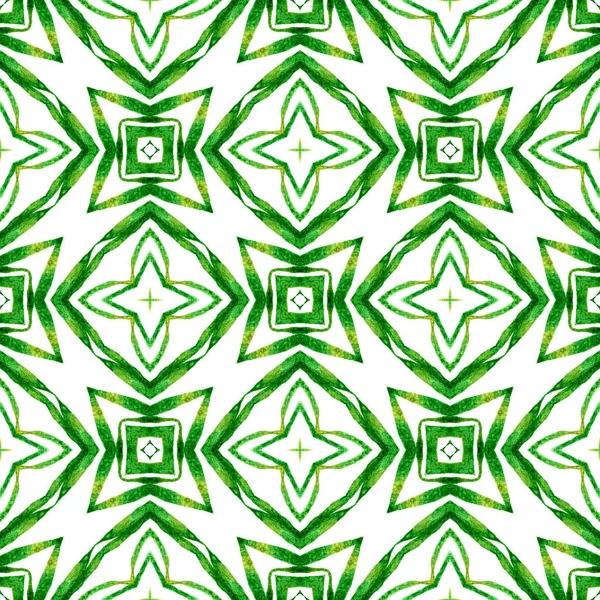 手绘绿色马赛克无缝边界 绿色引人注目的时髦夏装设计 马赛克无缝图案 采购产品纺织品准备充满活力的印刷品 泳衣织物 包装材料 — 图库照片