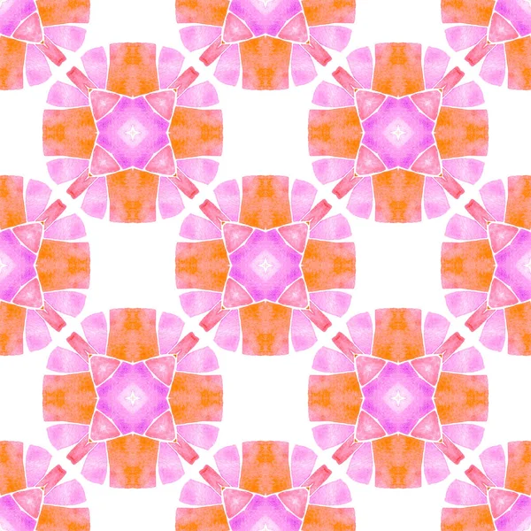 Suluboya madalyonu, kusursuz sınır. Turuncu trend boho şık yaz tasarımı. Madalyon pürüzsüz desen. Tekstil hazır iyi görünümlü baskı, mayo kumaş, duvar kağıdı, ambalaj..