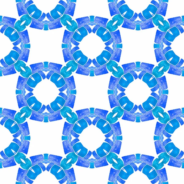 繊維準備ができて圧倒的な印刷 水着生地 ブルー実際のBohoシックな夏のデザイン 東洋の唐草手の境界線を描いた アラベスク手描きデザイン — ストック写真