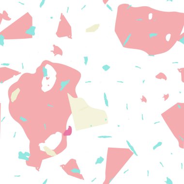 Terrazzo kusursuz desen. Pembe Venedik döşeme dokusu. Doğal taşlardan, granitten, kuvarstan, mermerden, betondan yapılmış arka plan. Terrazzo pürüzsüz desenli serin renklerde. 