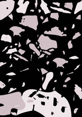 Terrazzo modern soyut şablon. Klasik İtalyan döşemesinin siyah ve beyaz dokusu. Taşlardan, granitten, kuvarstan, mermerden, betondan yapılmış arka plan. Venedik terrazzo trend vektör arkaplanı