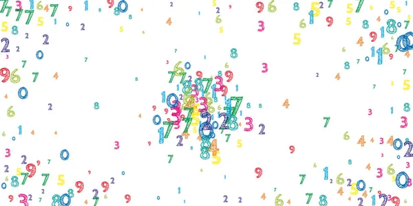 Vallen Kleurrijke Ordelijke Nummers Wiskunde Studie Concept Met Vliegende Cijfers — Stockvector