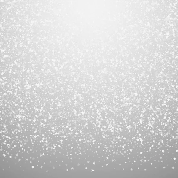 驚くべき秋の星クリスマスの背景 淡い灰色の背景に小さな空飛ぶ雪のフレークと星 生きている冬の銀雪の結晶オーバーレイテンプレート スタイリッシュなベクトルイラスト — ストックベクタ